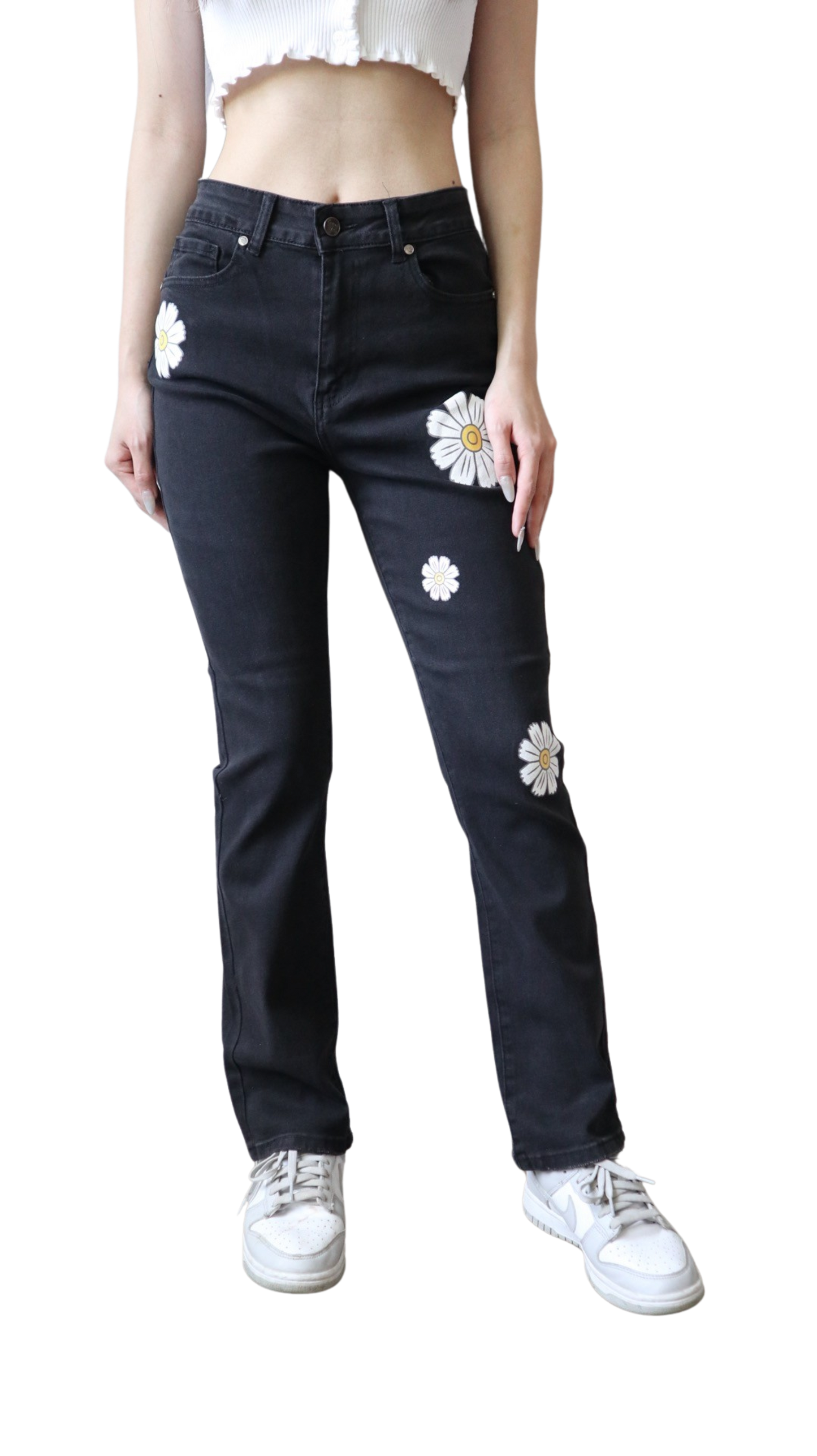 Black Daisy Bootcut Jeans