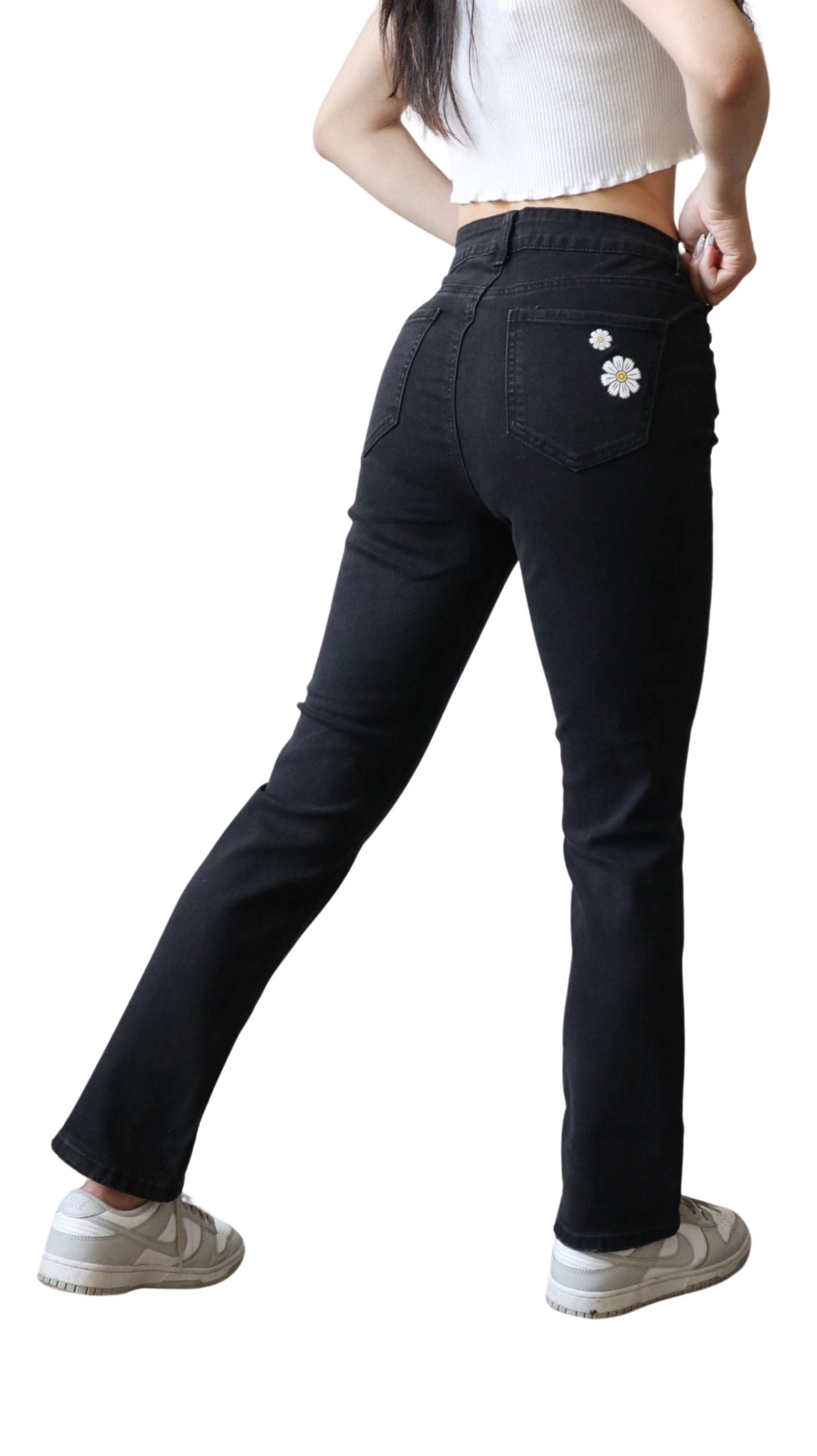 Black Daisy Bootcut Jeans